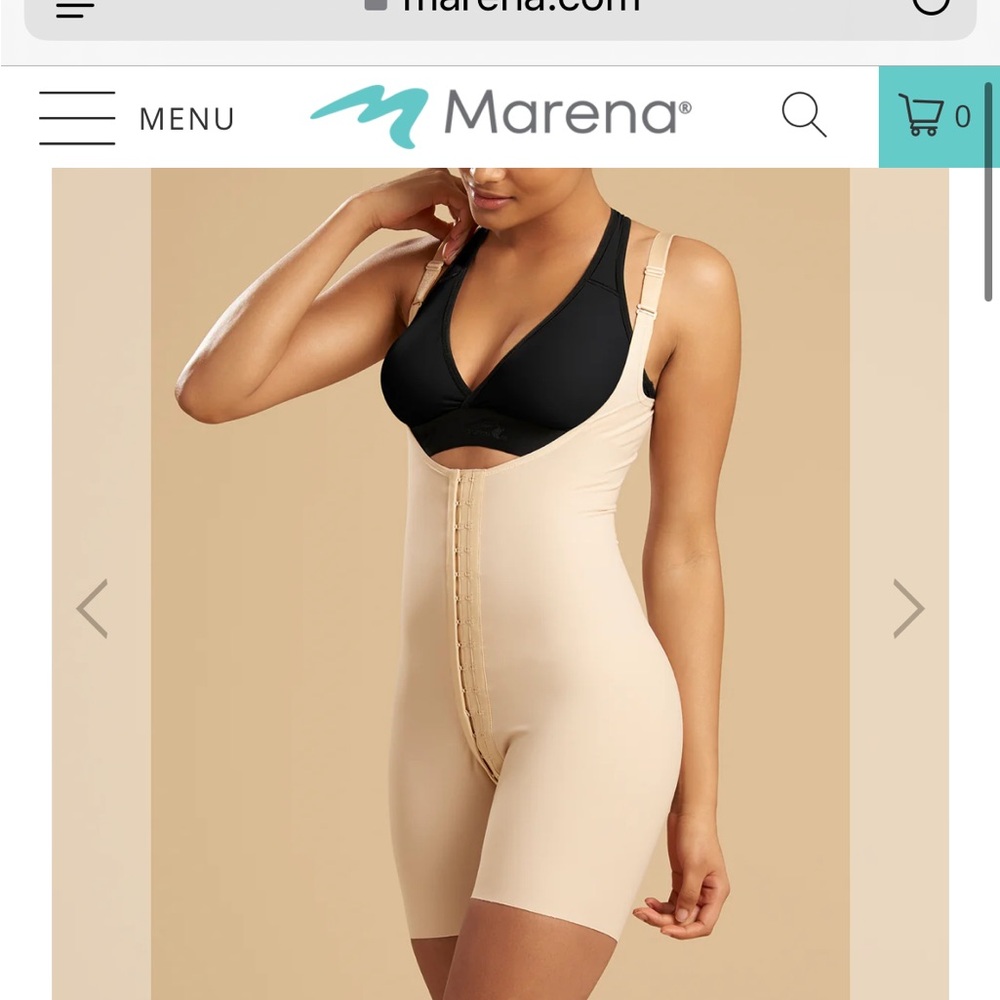Marena high back mid thigh girdle small beige